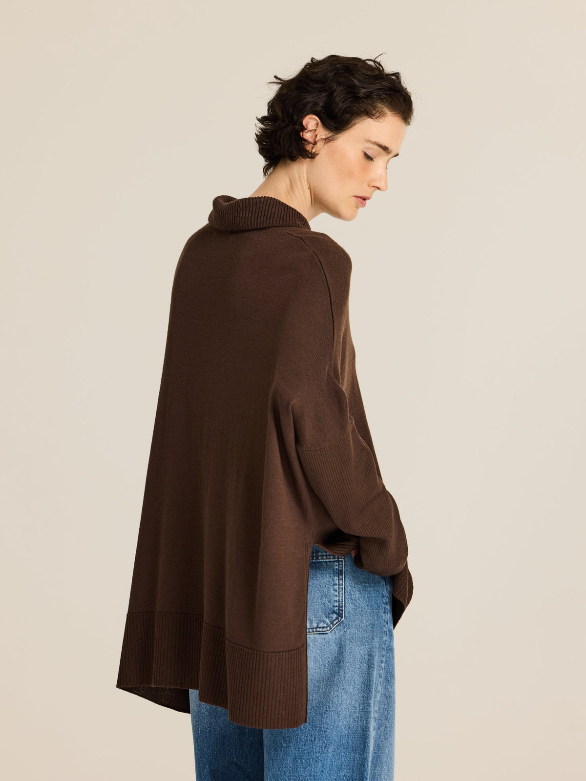 ersey Oversize de Punto Fino con Cuello Polo