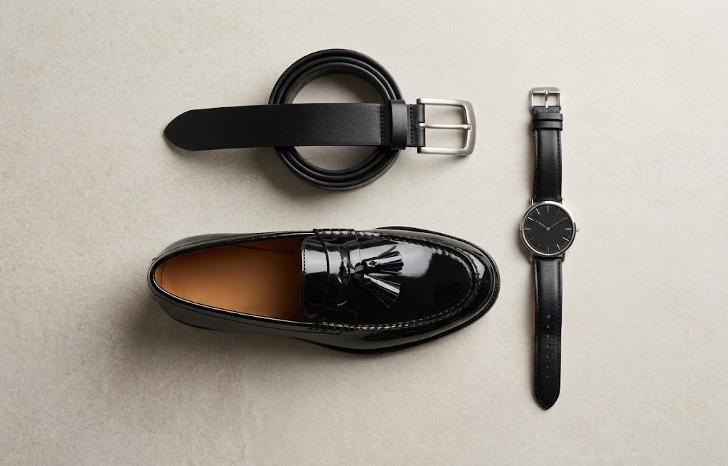 Mocasines negros con borlas y acabado brillante