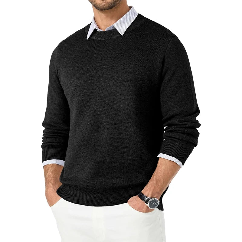 Animal Game Men’s Classic Wool-Blend Knit Sweater, Crew Neck Casual Pullover, Soft Warm Autumn & Winter Streetwear